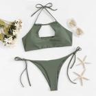 Shein Cut-out Tie Side Plain Bikini Set