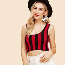 Shein Vertical Striped Crop Shell Top