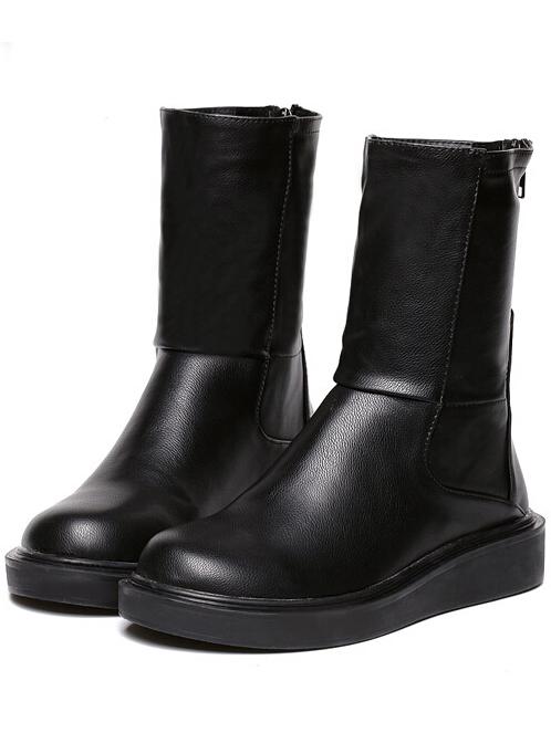Shein Black Thick-soled Round Toe Boots