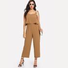 Shein Wide Leg Ruffle Slip Jumpsuit