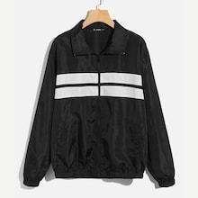 Shein Men Zip Up Color Block Collar Jacket