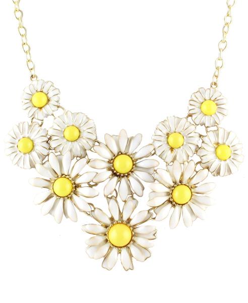 Shein Yellow Gemstone Daisy Chain Necklace