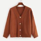 Shein Plus Cable Knit Button Up Cardigan