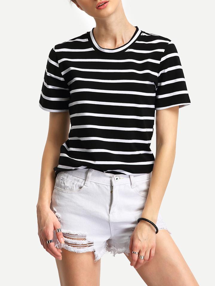 Shein Black Striped T-shirt