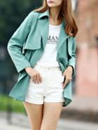 Shein Mint Green Lapel Wrapped Trench Coat