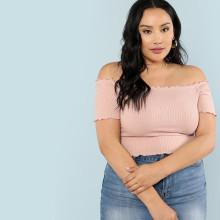 Shein Plus Rib Knit Bardot Top