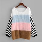 Shein Color Block Loose Knit Oversized Jumper