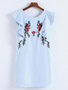 Shein Flower Embroidery Ruffle Tiered Dress