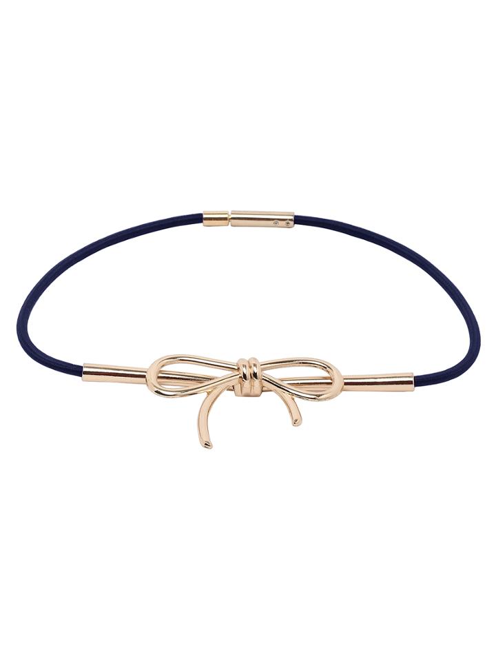 Shein Metal Bowknot Elastic Belt - Blue