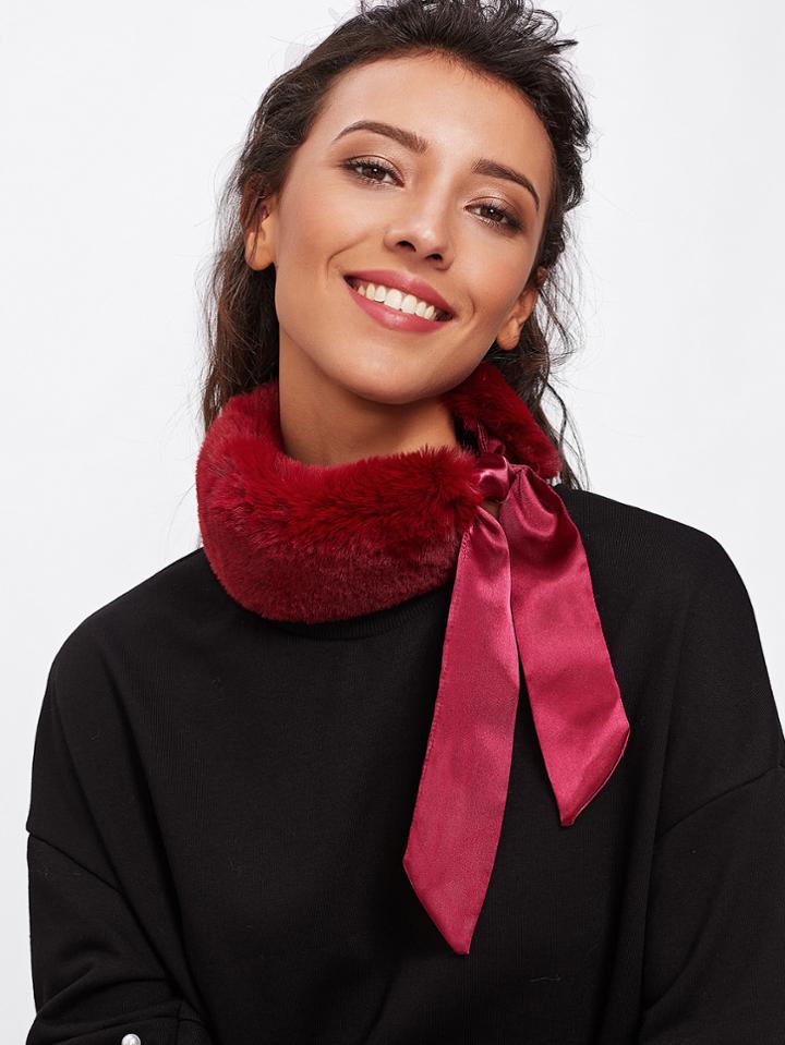 Shein Faux Fur Self Tie Scarf