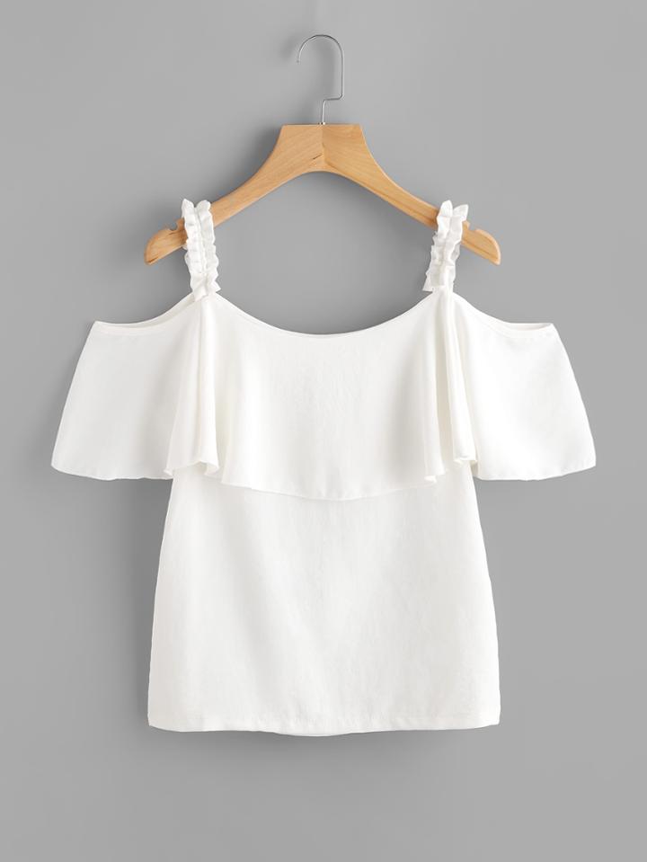 Shein Flounce Layered Cold Shoulder Top