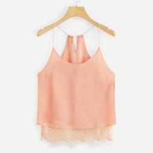 Shein Contrast Lace Drawstring Top