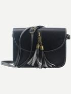 Shein Tassel Embellished Flap Bag - Black