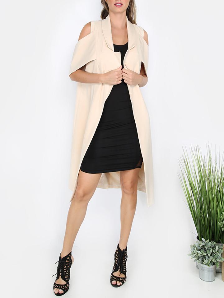Shein Apricot Cold Shoulder Collar Outerwear