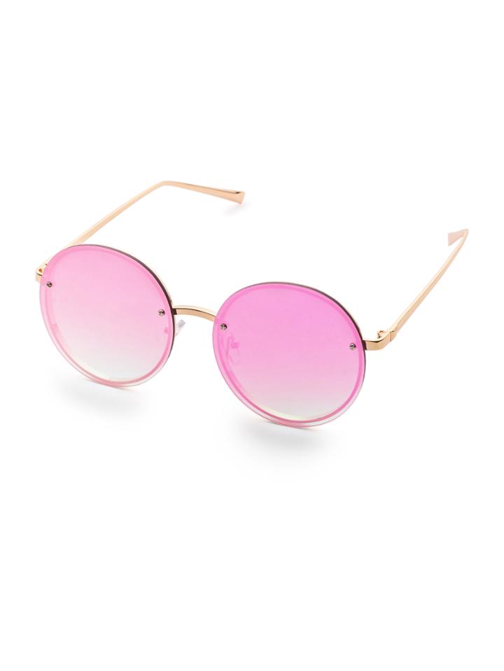Shein Gold Frame Flat Purple Round Lens Sunglasses