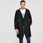 Shein Men Solid Double Breasted Tweed Coat