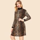 Shein 70s Mock-neck Leopard Print Dress