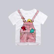 Shein Girls Striped Cartoon Print Tee