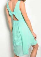 Rosewe Open Back High Low Mint Green Chiffon Dress