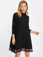 Shein High Neck Lace Hem Dress
