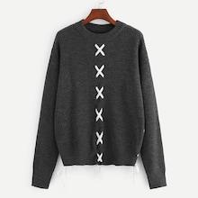 Shein Drop Shoulder Crisscross Detail Sweater