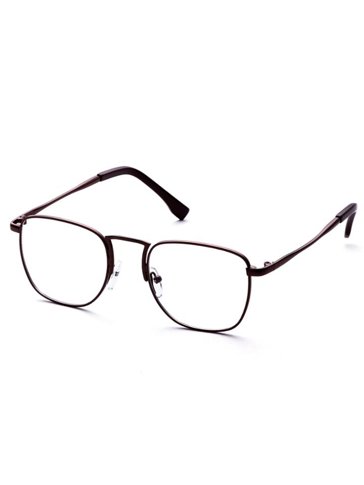 Shein Coffee Metal Frame Clear Lens Glasses