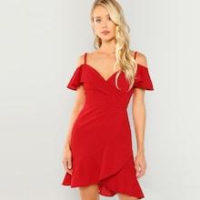 Shein Cold Shoulder Surplice Wrap Dress