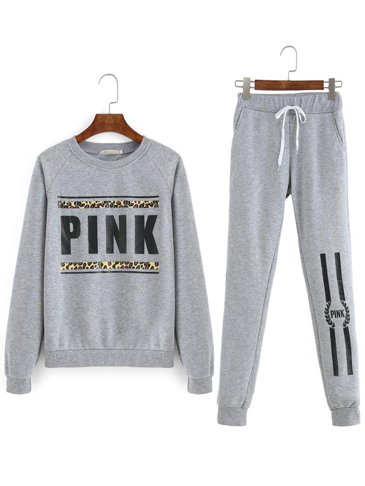 Shein Letters Print Top With Pants