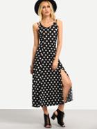 Shein Double Strap Crisscross Polka Dot Print Dress