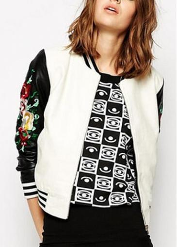 Rosewe Stylish Flower Print Zipper Closure Long Sleeve Jacket