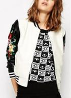 Rosewe Stylish Flower Print Zipper Closure Long Sleeve Jacket