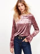 Shein Pink Bell Cuff Crushed Velvet Top