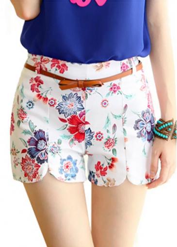 Rosewe Slit Design Flower Print Woman Shorts