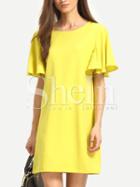 Shein Yellow Short Sleeve Shift Dress