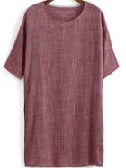 Shein Red Round Neck Short Sleeve Loose Dress