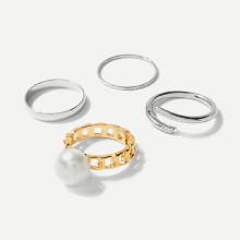 Shein Faux Pearl Ring Set 4pcs