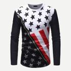 Shein Men Zipper Decorated Striped & Star Print Tee