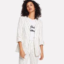 Shein Rolled Sleeve Pinstriped Blazer