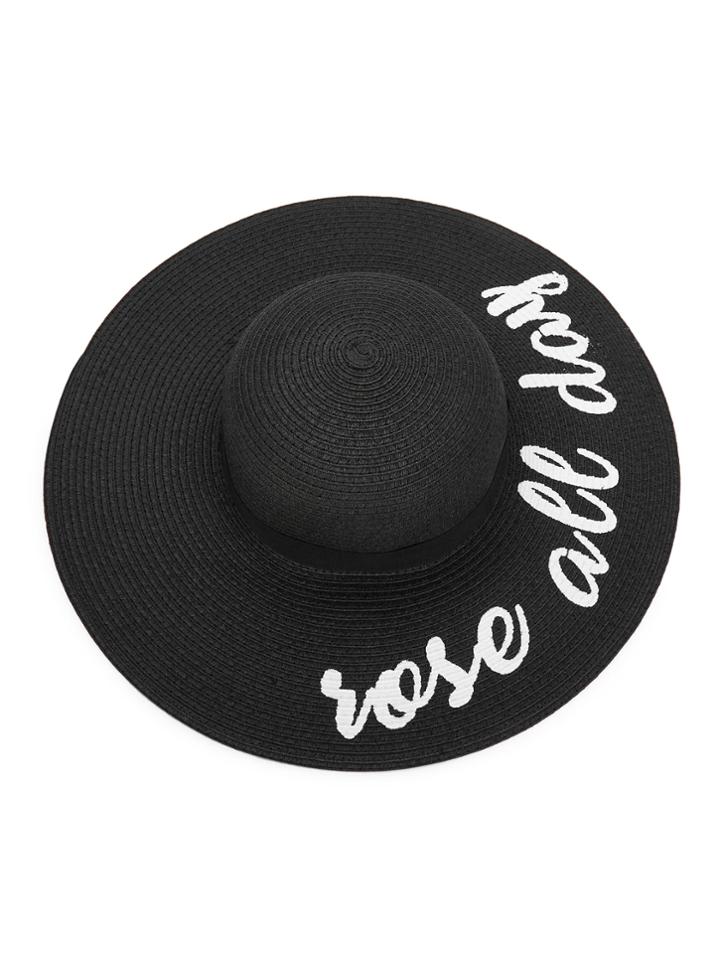 Shein Letter Print Wide Brim Straw Hat