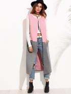 Shein Contrast Collarless One Button Closure Vest