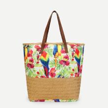 Shein Flower Pattern Tote Bag