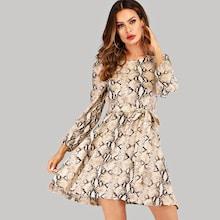 Shein Self Tie Snake Print Dress