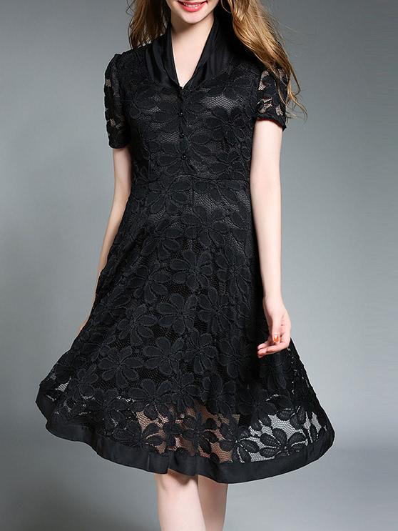 Shein V Neck Sheer Lace Dress