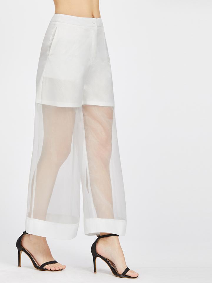 Shein Organza Panel Wide Leg Pants