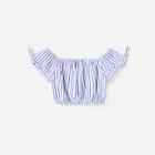 Shein Girls Bow Detail Cuff Striped Crop Top