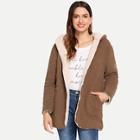 Shein Shearling Lined Hooded Teddy Coat