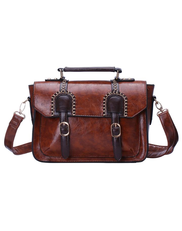 Shein Brown Buckle Pu Shoulder Bag