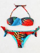 Shein Tropical Print Side Tie Bikini Set