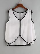 Shein White Contrast Trim Layered Chiffon Tank Top