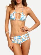 Shein Flower Print Cutout Bikini Set